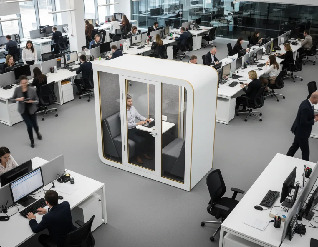 4-persoons vergadercabine in open-plan kantoor