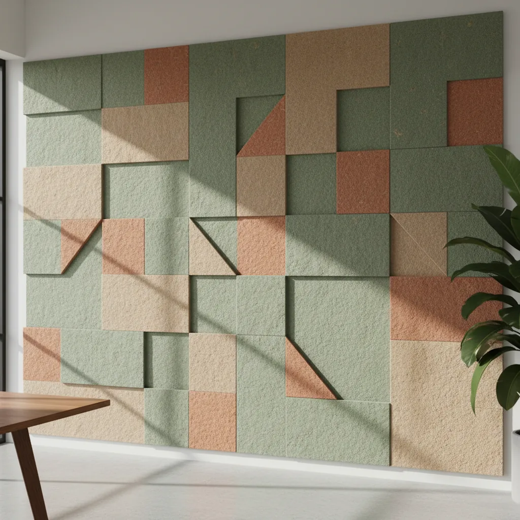 Akoestische felt-panelen op kantoormuur
